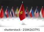 The national flag of the Vietnam on the background of flags of other countries