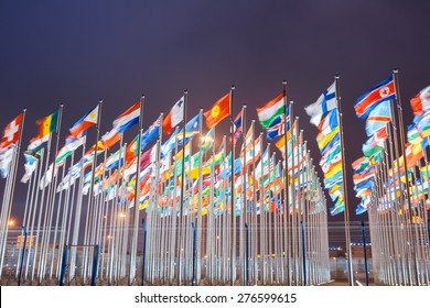 national flags of countries all over the world at night - Powered by Shutterstock