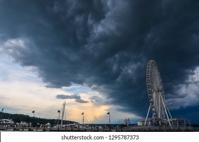 National Harbor, Ferris Wheel And Boats,  USA