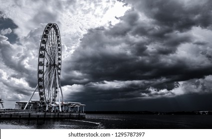 National Harbor, Ferris Wheel And Boats,  USA