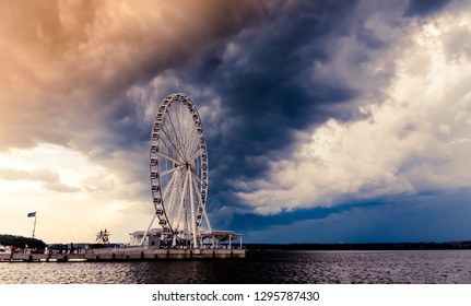 National Harbor, Ferris Wheel And Boats,  USA