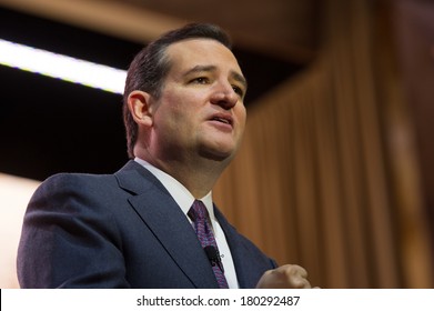 NATIONAL HARBOR, MD - MARCH 6, 2014: Senator Ted Cruz (R-TX) speaks at the Conservative Political Action Conference (CPAC).