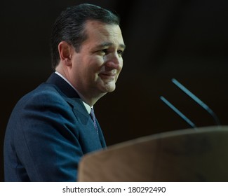 NATIONAL HARBOR, MD - MARCH 6, 2014: Senator Ted Cruz (R-TX) speaks at the Conservative Political Action Conference (CPAC).