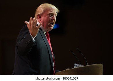 NATIONAL HARBOR, MD - MARCH 6, 2014: Donald Trump Speaks At The Conservative Political Action Conference (CPAC).