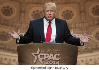 NATIONAL HARBOR, MD - MARCH 6, 2014: Donald Trump Speaks At The Conservative Political Action Conference (CPAC).