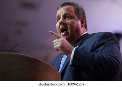 NATIONAL HARBOR, MD - MARCH 6, 2014: New Jersey Governor Chris Christie Speaks At The Conservative Political Action Conference (CPAC).