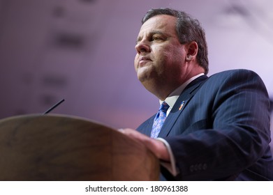 NATIONAL HARBOR, MD - MARCH 6, 2014: New Jersey Governor Chris Christie Speaks At The Conservative Political Action Conference (CPAC).