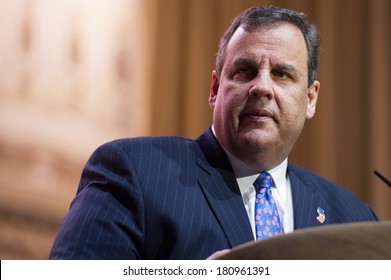 NATIONAL HARBOR, MD - MARCH 6, 2014: New Jersey Governor Chris Christie Speaks At The Conservative Political Action Conference (CPAC).