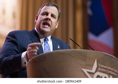 NATIONAL HARBOR, MD - MARCH 6, 2014: New Jersey Governor Chris Christie Speaks At The Conservative Political Action Conference (CPAC).