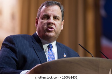 NATIONAL HARBOR, MD - MARCH 6, 2014: New Jersey Governor Chris Christie Speaks At The Conservative Political Action Conference (CPAC).