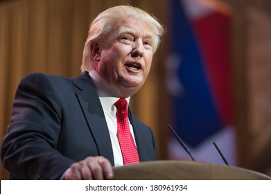 NATIONAL HARBOR, MD - MARCH 6, 2014: Donald Trump speaks at the Conservative Political Action Conference (CPAC).