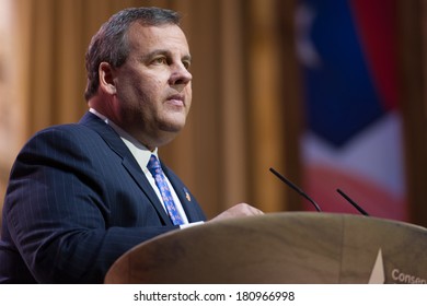 NATIONAL HARBOR, MD - MARCH 6, 2014: New Jersey Governor Chris Christie Speaks At The Conservative Political Action Conference (CPAC).