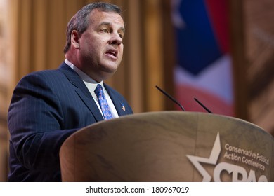 NATIONAL HARBOR, MD - MARCH 6, 2014: New Jersey Governor Chris Christie Speaks At The Conservative Political Action Conference (CPAC).