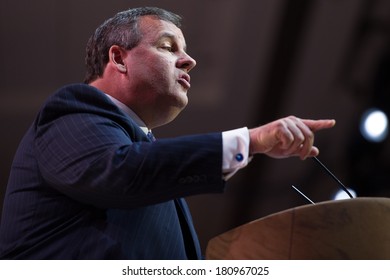 NATIONAL HARBOR, MD - MARCH 6, 2014: New Jersey Governor Chris Christie Speaks At The Conservative Political Action Conference (CPAC).