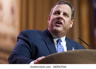 NATIONAL HARBOR, MD - MARCH 6, 2014: New Jersey Governor Chris Christie Speaks At The Conservative Political Action Conference (CPAC).