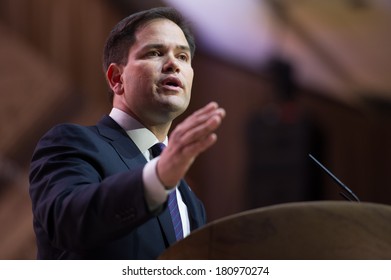 NATIONAL HARBOR, MD - MARCH 6, 2014: Senator Marco Rubio (R-FL) Speaks At The Conservative Political Action Conference (CPAC).