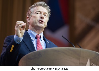 NATIONAL HARBOR, MD - MARCH 7, 2014: Senator Rand Paul (R-KY) Speaks At The Conservative Political Action Conference (CPAC).