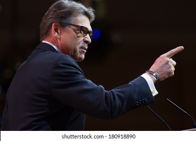 NATIONAL HARBOR, MD - MARCH 7, 2014: Texas Governor Rick Perry Speaks At The Conservative Political Action Conference (CPAC).