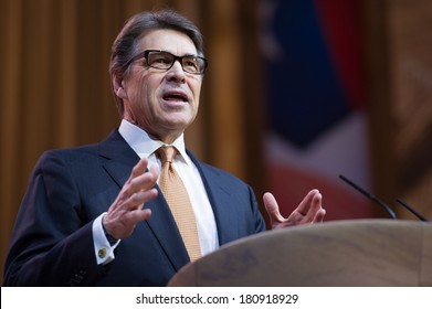 NATIONAL HARBOR, MD - MARCH 7, 2014: Texas Governor Rick Perry Speaks At The Conservative Political Action Conference (CPAC).