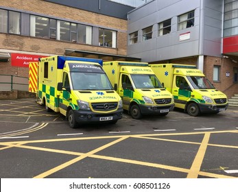 National Health Service, UK - 20th March 2017: View Of Emergency Department And Ambulance Service Of An NHS Hospital And Emergency Services, Yeovil District Hospital, UK