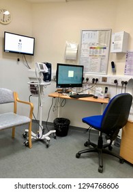 National Health Service, UK - 3rd December 2018: Emergency Department Nurse's Triage Consultation Room. 