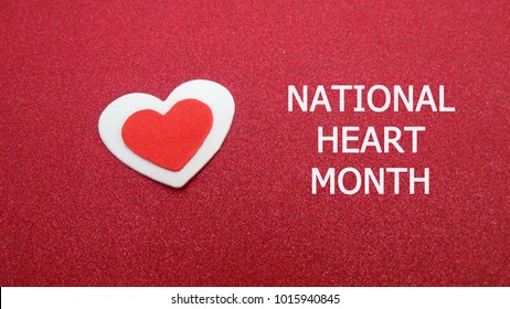   National Heart Month With Red Background                      