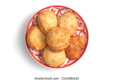 National Kazakh pastries baursaks in a plate on a white background - Shutterstock ID 2141086165