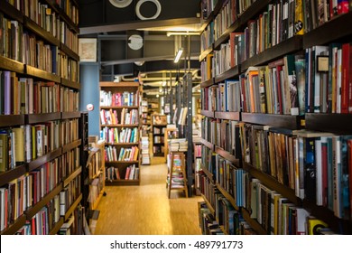 National library, bookshelves, literature. - Shutterstock ID 489791773