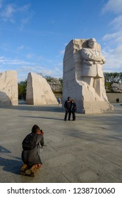 National Mall, Washington DC, USA, Visitors Pose For Photos At The Martin Luther King Jr Monument  March 25, 2016