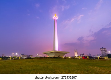 National Monument At Jakarta Indonesia During Sunrise