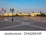 The National Monument of the Kasbah, iconic Tunisia landmark with Tunisian flags, located at Kasbah Square in Tunis downtown, next to the Town Hall.