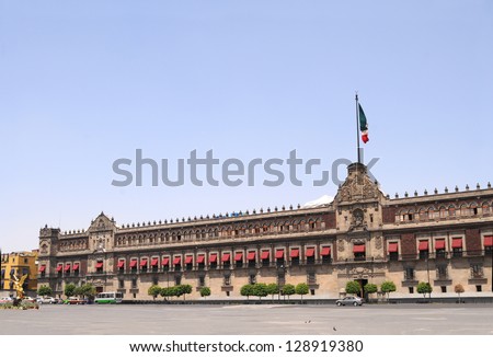 The National Palace (Palacio Nacional in Spanish) is the seat of the federal executive in Mexico City. It is located on the main square, Plaza de la ConstituciÃ?Â³n (El ZÃ?Â³calo), in the historic downtown.