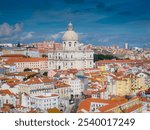 National Pantheon also called Santa Engracia Church, in Alfama district, Lisbon, Portugal. Aerial drone view