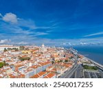 National Pantheon also called Santa Engracia Church, in Alfama district, Lisbon, Portugal. Aerial drone view