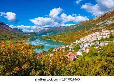 National Park of Abruzzo, Lazio and Molise (Italy) - The autumn with foliage in the italian mountain natural reserve, with little towns, wild animals, Barrea Lake, Camosciara, Forca d'Acero.
