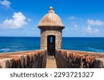 National park Castillo San Felipe del Morro Fortress in old San Juan, Puerto Rico, UNESCO site.