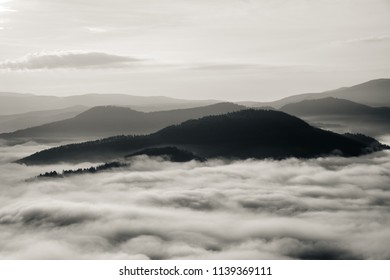 Cévennes National Park At Dawn. Shot Taken Above Florac, France