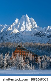 National Park High Tatras Winter Sunrise View And Mountain Vysoka Over Strbske Lake, Slovakia