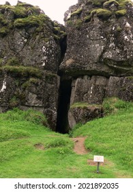 Þingvellir National Park, Iceland - June 17 2016: Two Tectonic Plates