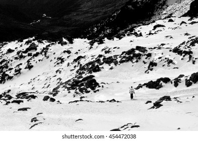 NATIONAL PARK, NZL - JULY 12 2016:Avalanche Control Personal Conducting Risk Assessment Of Potential Avalanche On Mount Ruapehu The Highest Mountain In The North Island Of New Zealand.