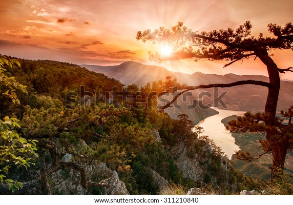 セルビアの国立公園タラ山 夕日の眺望地 の写真素材 今すぐ編集