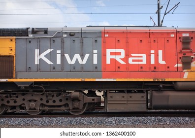 National Park Village, New Zealand - April 5th 2019: Kiwi Rail diesel engine.  
