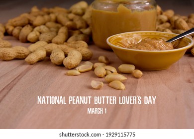 National Peanut Butter Lover's Day stock images. Peanut butter in a bowl on the table still life stock photo. Peanut Butter Lover's Day Poster, March 1. Important day - Powered by Shutterstock