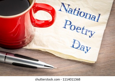 National Poetry Day - Handwriting On A Napkin With A Cup Of Coffee