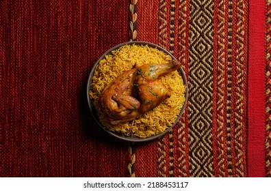 The national Saudi Arabian dish chicken kabsa with rice mandi, - Shutterstock ID 2188453117