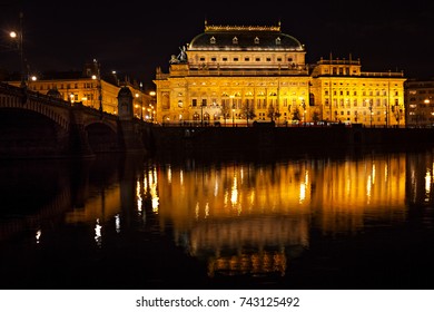 National Theatre Prague In Night