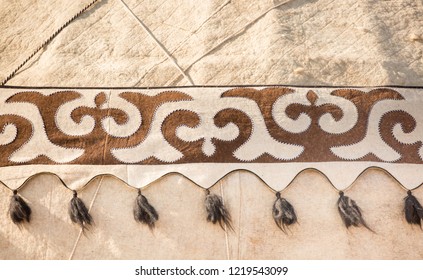 National traditional carpet felting Kazakhstan ornament vintage weaving patterns decoration yurt camel wool as ethnic background, golden horde, Kazakhstan - Shutterstock ID 1219543099