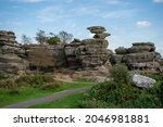 National Trust - Brimham Rocks. Tourist attraction with famous rock formations. 