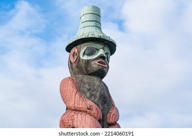 Native Alaskan Totem Pole Figure In Anchorage, Alaska