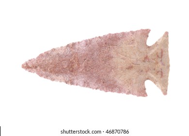 Native American arrowhead found in Eastern Kentucky isolated on a white background.
